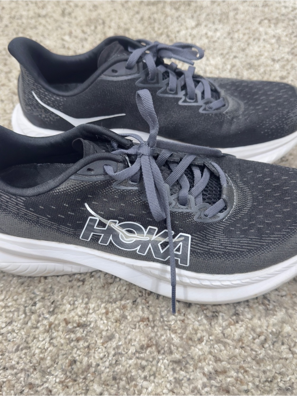 Hoka Women's Black and White Athletic Running Sneakers